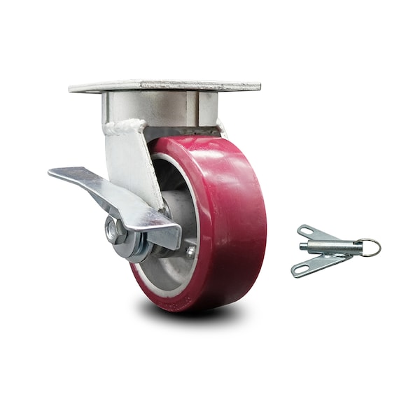 5 Inch Kingpinless Poly on Aluminum Wheel Caster with Brake and Swivel Lock SCC